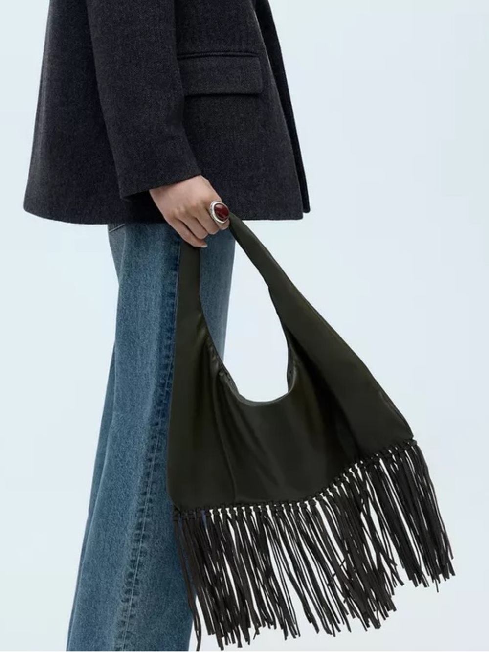 Zara leather fringe bag - Picture 1 of 9
